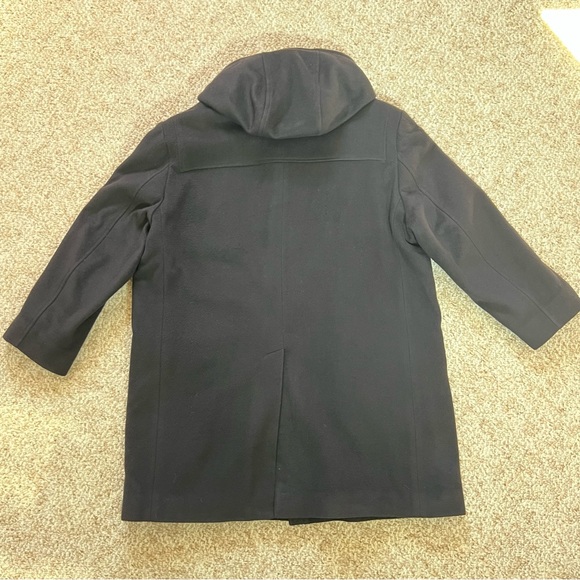 Classic LAUREN: Ralph Lauren BLACK Wool Blend Duffle Coat w Hood & Zipper Sz XL - Picture 11 of 13